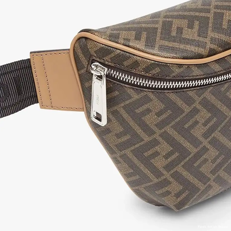 Cheap Brown Fabric In Belt Black FF Fendi Motif Bag 0610
